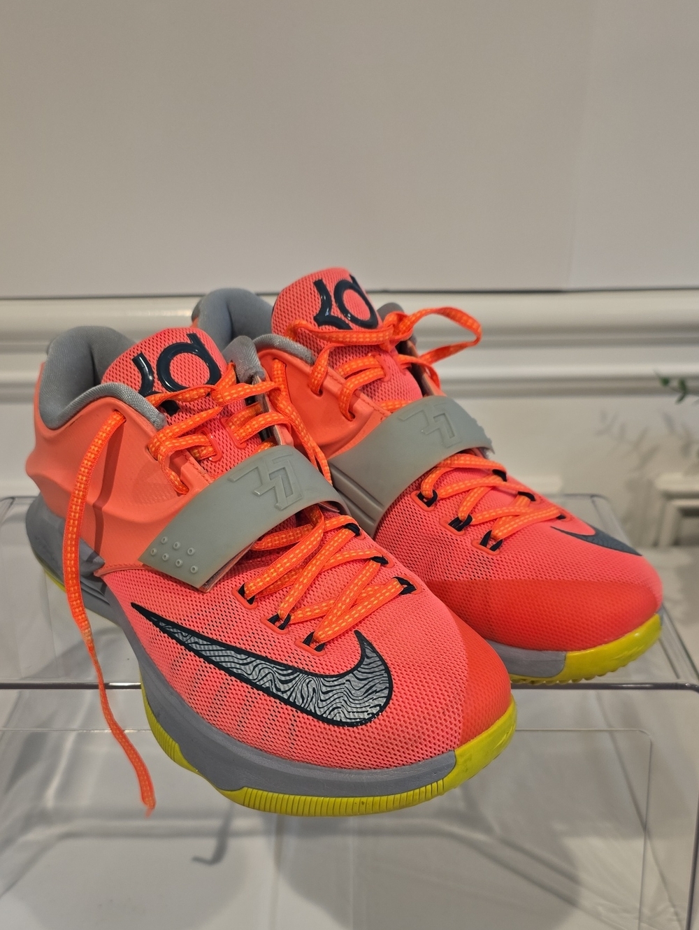 Men's Nike Zoom KD7 Bright Mango/Space Blue/Light Magnet Grey-Volt Sneakers Sz-9